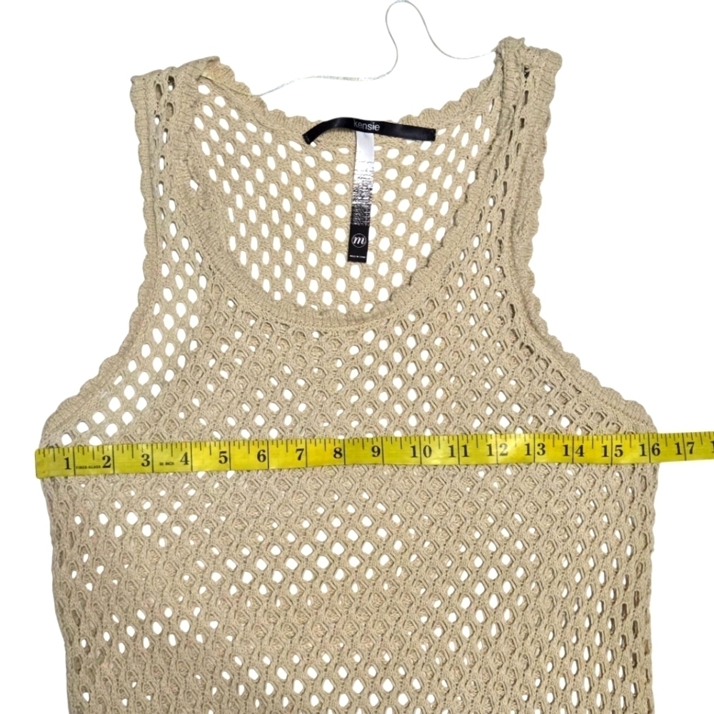 Kensi Lined Cream Crochet Sleeveless Summer Midi Dress Size Medium - Picture 6 of 11